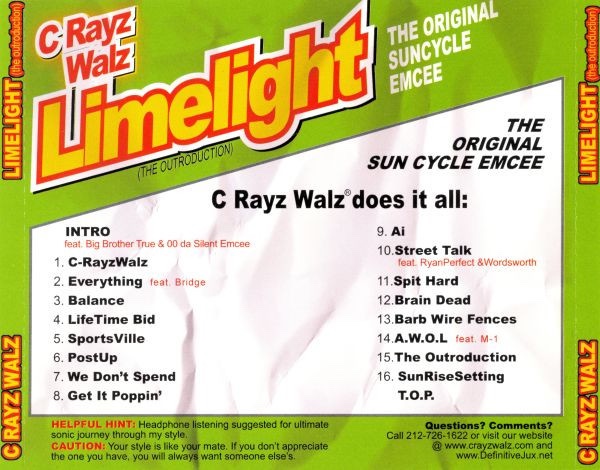 C_Rayz_Walz's tweet photo. 50 Days of Rayz"
LIMELIGHT: The Outroduction (Album #5)
THE LIMELIGHT is actually The Greatest HipHop Mistake I ever made. @therealelp loved it but didn't want to release it on #DefJux because it was not made in The Camp…https://t.co/De4N6sEdQm https://t.co/H0VJs29SZs