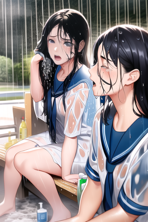 ailonghair's tweet photo. 「ちょっと雨スゴすぎじゃない！？」

#髪フェチ https://t.co/3L4a7p7QYG