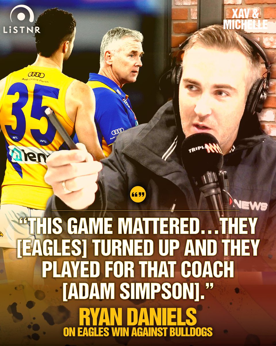 TripleMPerth's tweet photo. The Eagles' weekend win could cost them the top draft pick, but it was a victory dedicated to Adam Simpson, says Ryan Daniels.

LISTEN: https://t.co/K8igSr1ilS

#westcoasteagles #adamsimpson https://t.co/3eLxdomNTA