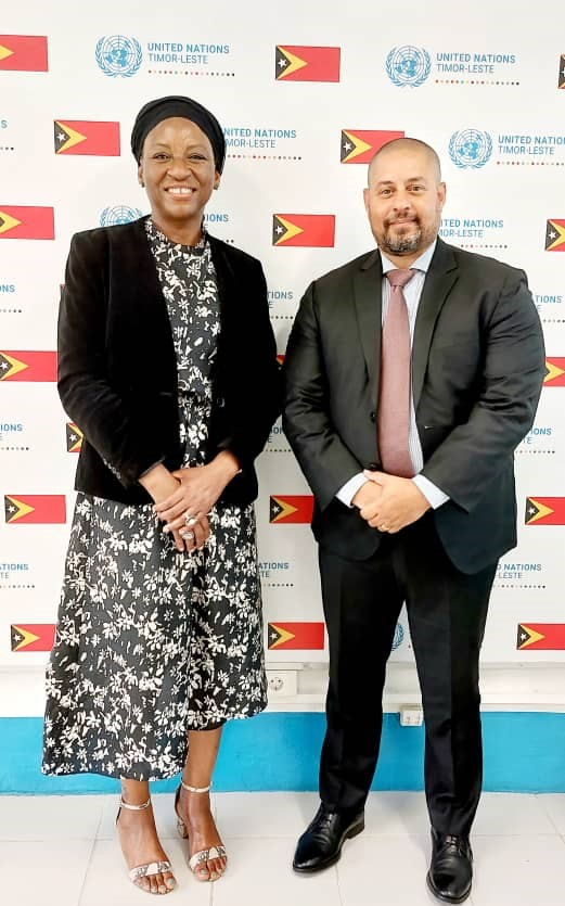UNTimorLeste's tweet photo. π€ @UNTimorLeste RC Funmi Balogun @FunmiB warmly welcomes the new @USEmbassyDili ChargΓ© d'Affaires, Marc A Weinstock!
"We're eager to collaborate closely, ensuring coherent & unified support for #TimorLeste's bright future." π€π‘ #TogetherForTimorLeste #UNPartnerships https://t.co/dGD8Y5Hf65