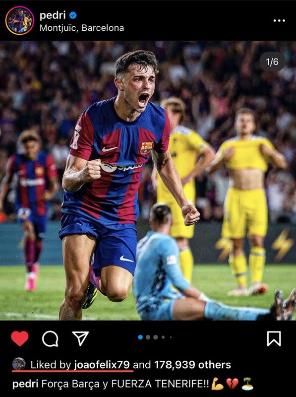 João Félix likes Pedri’s post on Instagram 👀