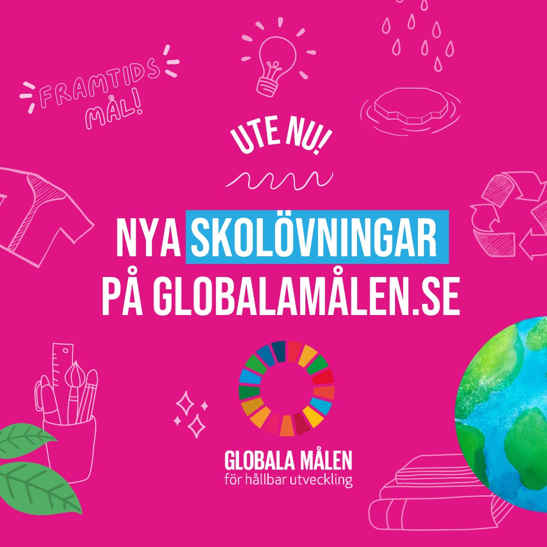 Ny skoltermin! 📚 Vill du som lärare lära ut mer om Globala målen för hållbar utveckling? Nu finns två nya uppsättningar skolövningar på globalamalen.se/skola/