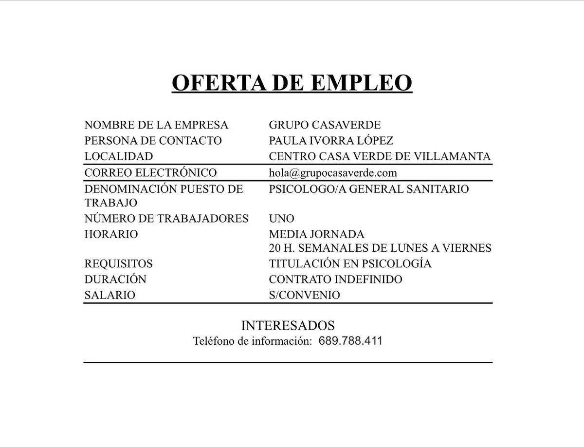 Oferta de Empleo