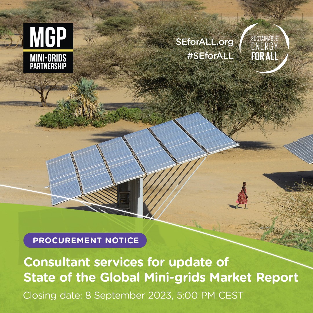 ⚡Procurement notice 👇👇👇

<a href="/SEforALLorg/">Sustainable Energy for All | #SDG7BeBold</a>  is seeking consultancy services to produce an update to the State of the Global Mini-Grids Market Report  ☀️

Click here to find out more and apply 👉 ow.ly/H62e50PAh56 

#minigrids #consultancy