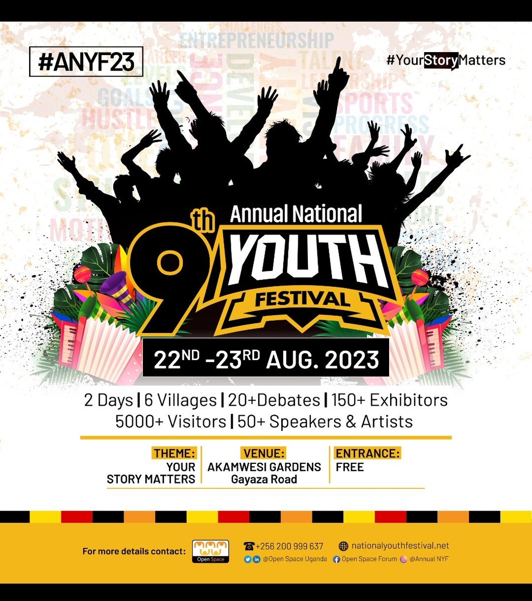 WKwinn's tweet photo. 22nd August marks the commencement of the 9th Annual National Youth Festival at Akamwesi gardens. 
With over 150 exhibitors, you wouldnt want to miss this amazing opportunity to interact with big minds.
Tickets are available and entrance is FREEE.......
#ANYF
#YourStoryMatters https://t.co/P377Ez0zAD