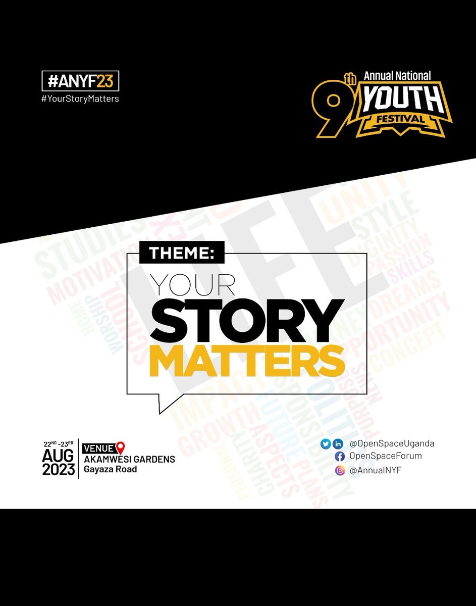 WKwinn's tweet photo. 22nd August marks the commencement of the 9th Annual National Youth Festival at Akamwesi gardens. 
With over 150 exhibitors, you wouldnt want to miss this amazing opportunity to interact with big minds.
Tickets are available and entrance is FREEE.......
#ANYF
#YourStoryMatters https://t.co/P377Ez0zAD