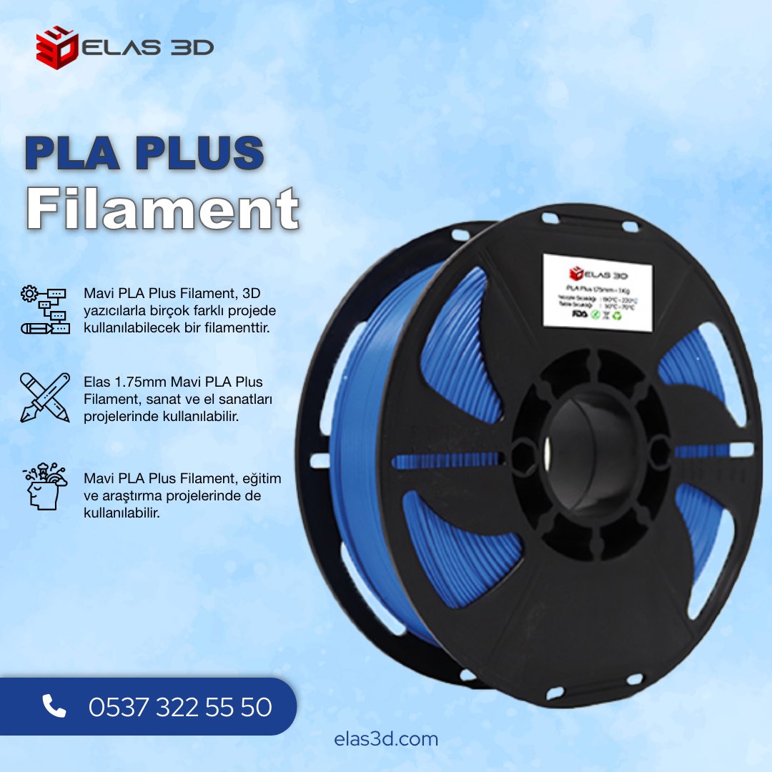 Elas 3D Mavi PLA Plus Filament

Filamentlerimizle ilgili detaylı bilgi ve satın alma için bizimle iletişime geçebilirsiniz.

📞+905373225550
📩info@elas3d.com
🌐elas3d.com

#elas3d #3dyazıcı #3dprinter #3dbaskı #3dprinting #3d #3dprinted #plaplus #petg #petgplus