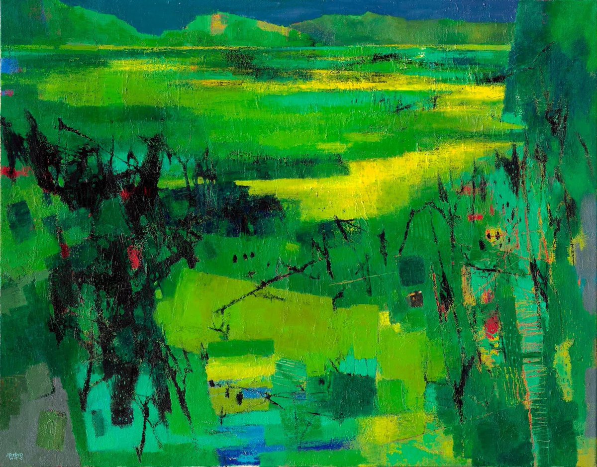 Peichunn's tweet photo. ➰ Breeze in the Forest 
➰2017
➰Oil on canvas
➰45.67*35.83 inch

Different colors can show different moods and attitudes towards life.

#oilpainting #art #green #forest 
#taiwan #artist #藝術 #油畫 https://t.co/1fYa3DIxYy