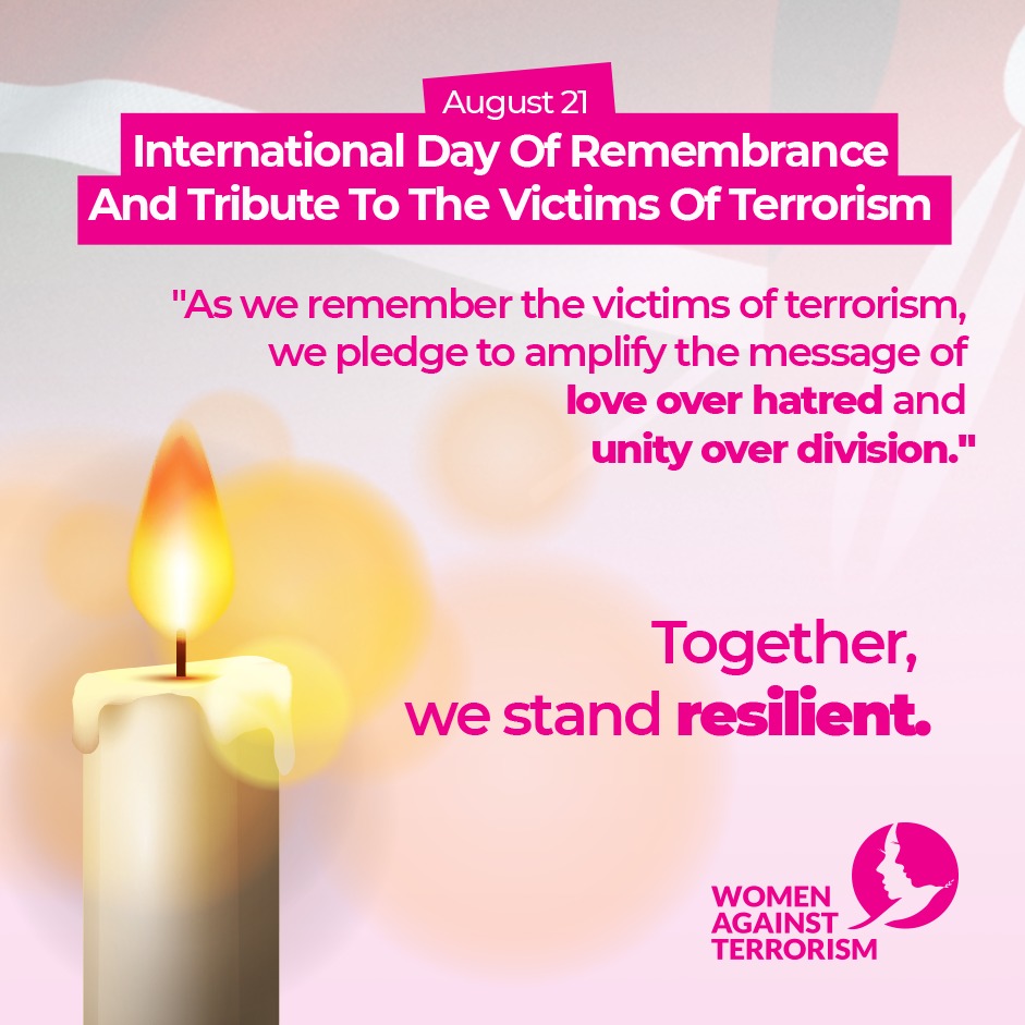 Women Against Terrorism (@wat_kenya) on Twitter photo We gather as one to pay tribute to those we've lost & to commend the strength demonstrated in challenging times on this International Day of Remembrance and Tribute to the Victims of Terrorism. <a href="/NCTC_Kenya/">NCTC Kenya</a>
#InternationalDayForVictimsOfTerrorism #EmpoweredAgainstViolentExtremism We gather as one to pay tribute to those we've lost & to commend the strength demonstrated in challenging times on this International Day of Remembrance and Tribute to the Victims of Terrorism. <a href="/NCTC_Kenya/">NCTC Kenya</a>
#InternationalDayForVictimsOfTerrorism #EmpoweredAgainstViolentExtremism