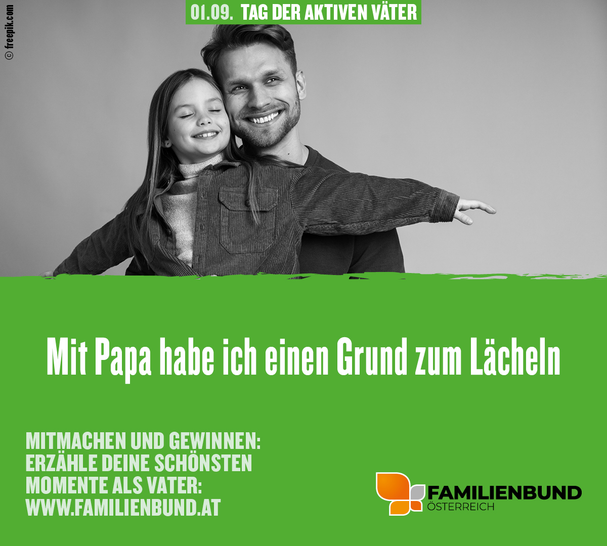 ‼Tag der aktiven Väter: 01.09.2023‼
Mit Papa habe ich einen Grund zum Lächeln! Mitmachen und ein WE in Rom gewinnen! 🥳
Alle Infos auf: tagderaktivenvaeter.at
#familienbund #tagderaktivenväter2023 #vatersein #familie #gewinnspiel
<a href="/oebb/">oebb</a> @ravensburger