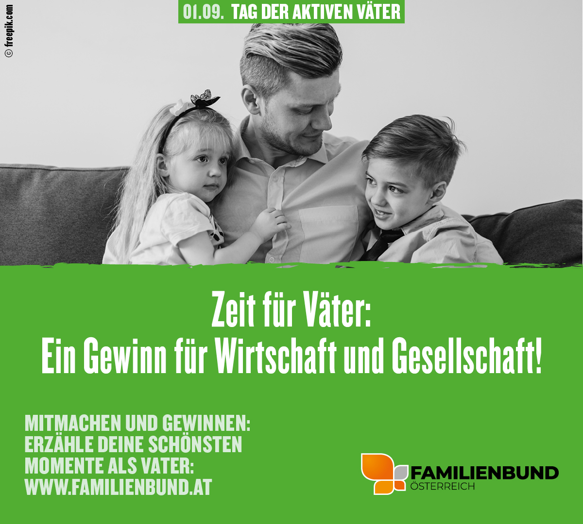 ‼Tag der aktiven Väter: 01.09.2023‼
Zeit für Väter: Ein Gewinn für die Wirtschaft und Gesellschaft! Mitmachen und ein WE in Rom gewinnen! 🥳
Alle Infos auf: tagderaktivenvaeter.at
#familienbund #tagderaktivenväter2023 #vatersein #familie #gewinnspiel
<a href="/oebb/">oebb</a> @ravensburger