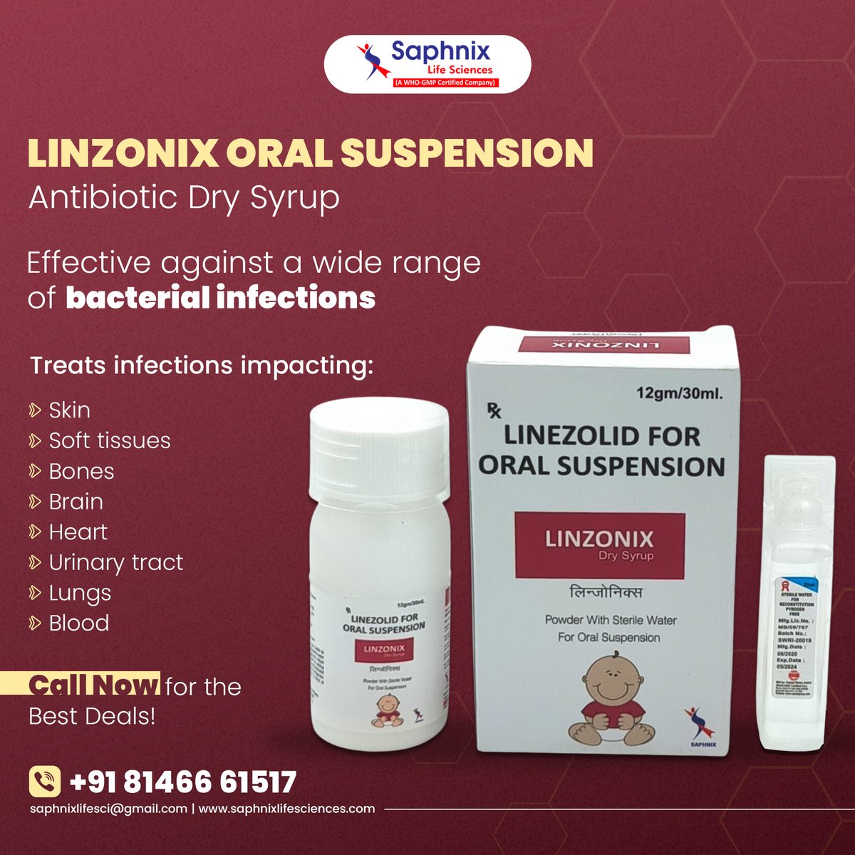 Introducing Linzonix Oral Suspension – Your Shield Against Resistant Infections. From skin to blood, trust in its potency for a healthier tomorrow. Call now!
☎️8146661517
🌐saphnixlifesciences.com
#saphnixlifesciences #Suspension #supplement #healthsupplement #healthcareproduct