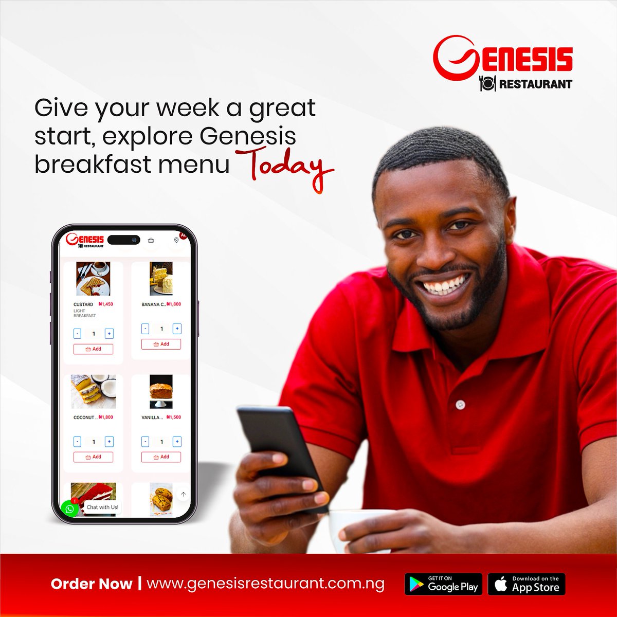Genesisrestng's tweet photo. Why not begin the day with our delicious breakfast menu from Genesis Restaurant. 

From our fluffy pancakes to our soft Akara and home made lite breakfast. 

Visit any outlet or order via https://t.co/aXGxRTj86c
#GenesisRestaurant
#naijafood
#breakfastgoals
#breakfastwithgenesis https://t.co/y36cNygZbg