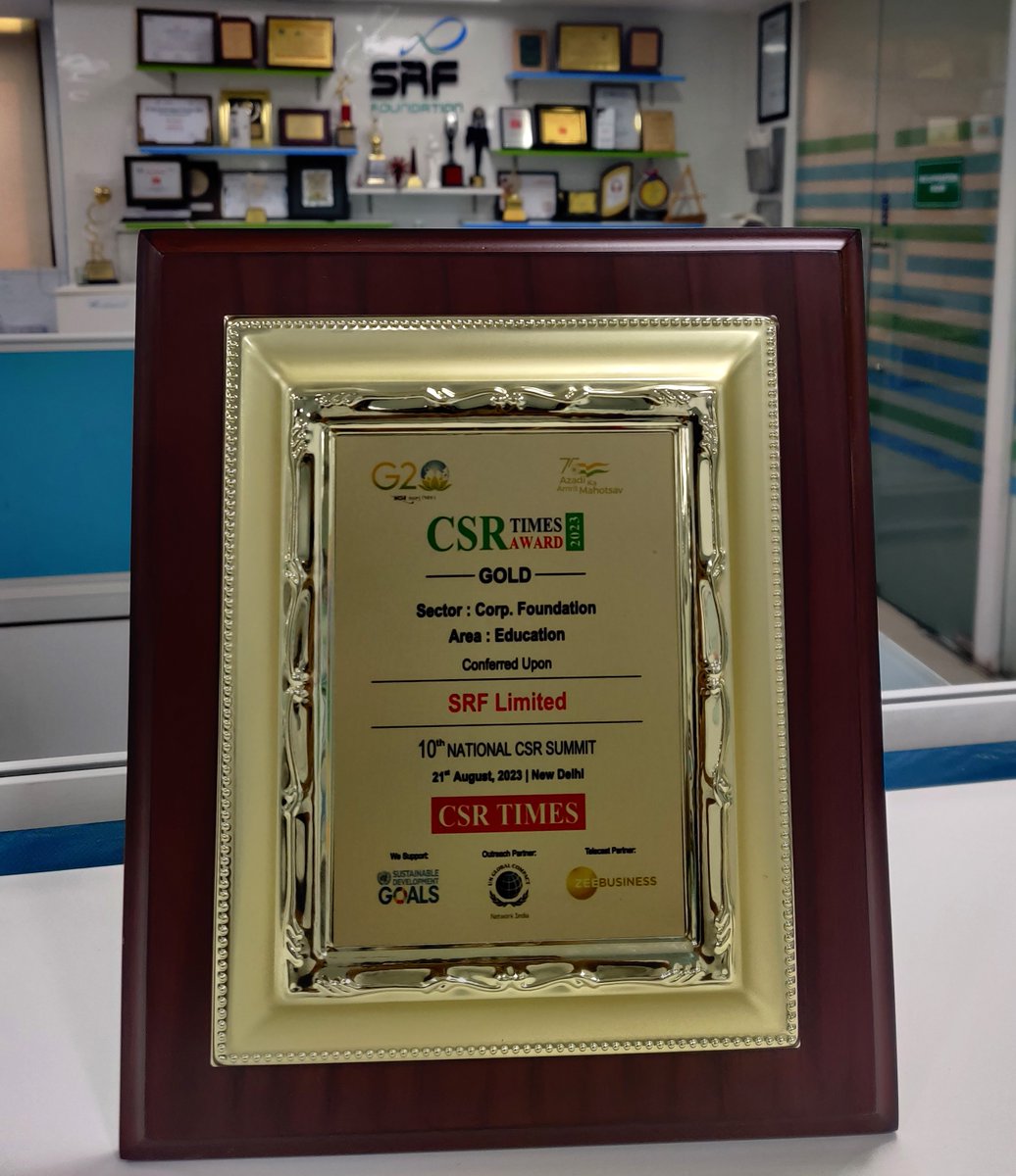 SRFFoundation's tweet photo. We are proud to have been honored with the #CSRTimes 𝐀𝐰𝐚𝐫𝐝 at the 10𝐭𝐡 𝐂𝐒𝐑 𝐒𝐮𝐦𝐦𝐢𝐭 𝐀𝐰𝐚𝐫𝐝𝐬 2023 for our efforts in 𝐩𝐫𝐨𝐦𝐨𝐭𝐢𝐧𝐠 𝐪𝐮𝐚𝐥𝐢𝐭𝐲 𝐞𝐝𝐮𝐜𝐚𝐭𝐢𝐨𝐧 in rural areas. Your support drives us to create lasting change. https://t.co/SoacOVZvCT