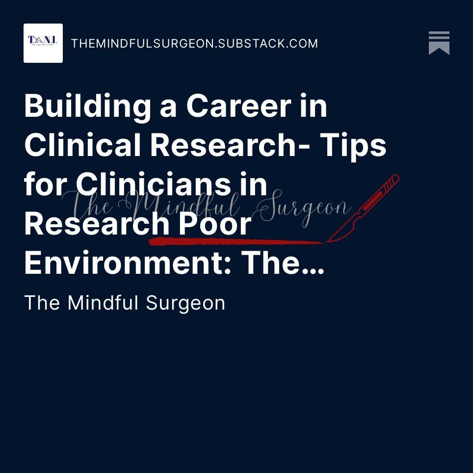 Do you The Mindful Surgeon has a newsletter now ? Subscribe and share and let us build a community of new breed of Mindful surgeons! 
substack.com/@themindfulsur…