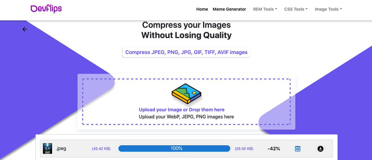 DDdevflips's tweet image. Maximize Your Visual Impact! Try DevFlips Image Compressor today and watch your website load faster than ever before. 
Try It Now: tools.devflips.com/image-compress…
#devflip #imagecompression #webperformance #efficientimage #digitaloptimization