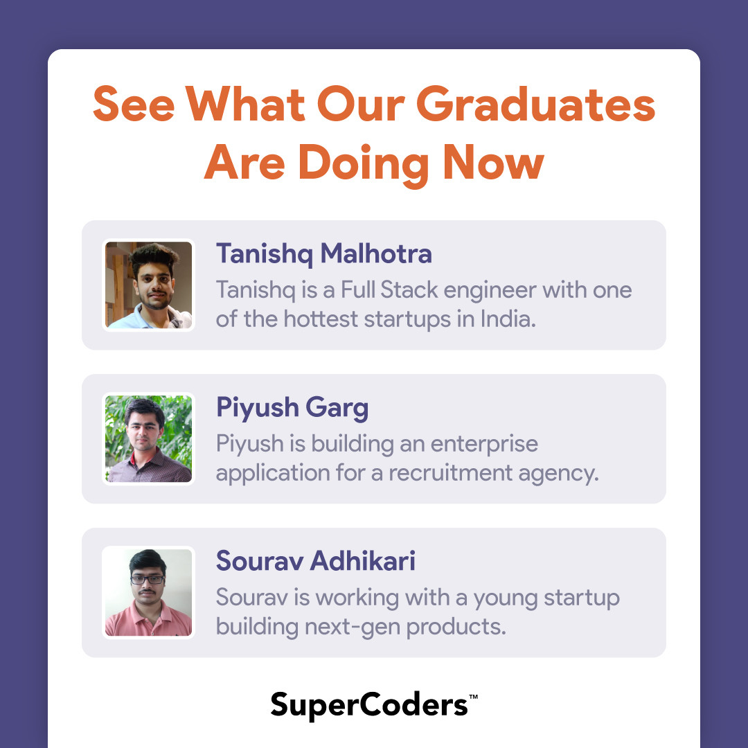 CodeQuotient's tweet image. Let's introduce you to 3 exceptional #SuperCoders who honed their skills with us before launching a thriving tech career.
If you want to build a team that's all about making a difference, drop us a DM, and we'll get in touch. 
#BuildingTechTeam