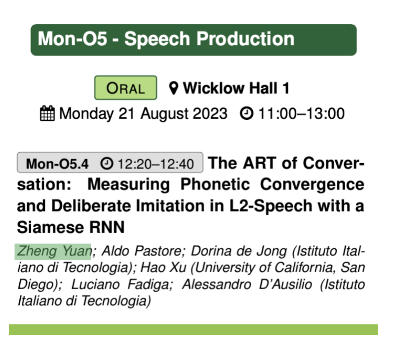 Today at 12:20, I will present our paper "The ART of Conversation: Measuring Phonetic Convergence and Deliberate Imitation in L2-Speech with a Siamese RNN" at #INTERSPEECH2023 - one of the first few attempts to study phonetic convergence using neural networks.

Welcome to join!