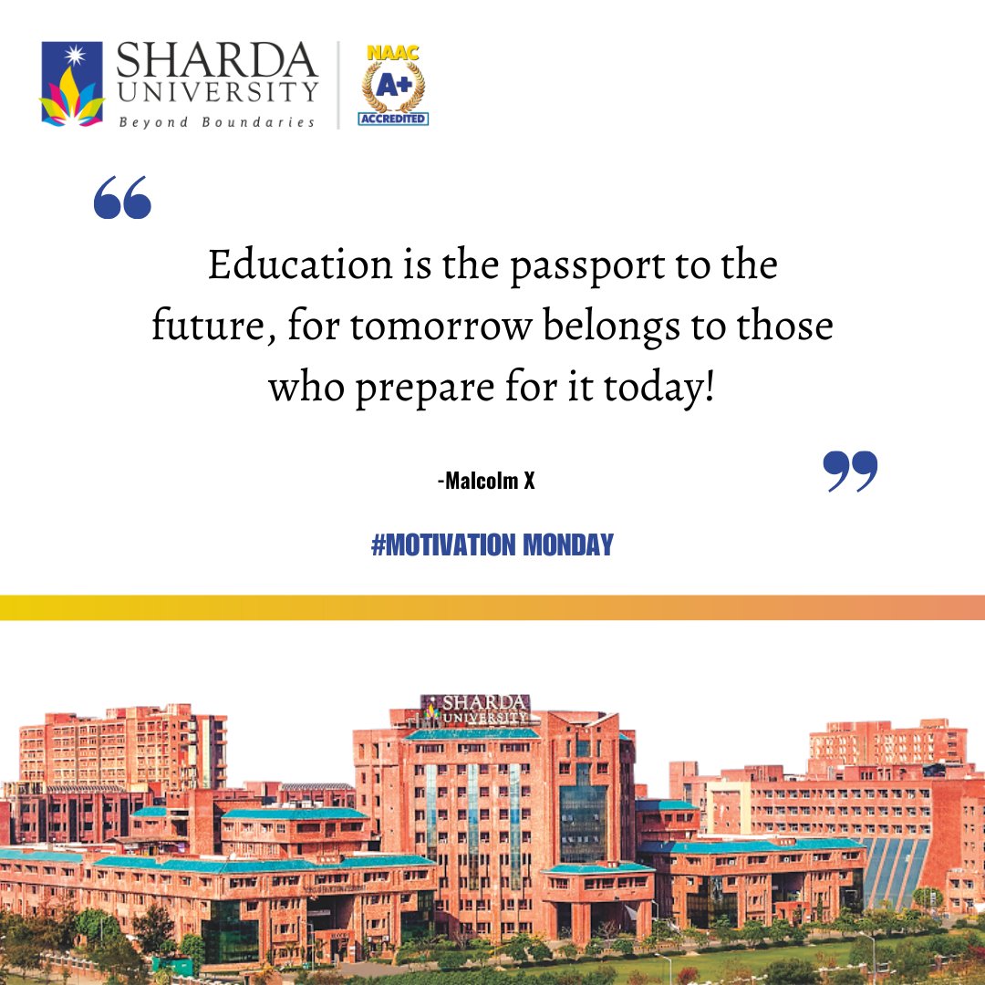 sharda_uni's tweet photo. Shape Your Future with Education at Sharda University!

#SpreadPostivity #ShardaUniversity #MotivationMonday #ATrulyGlobalUniversity #LearningBeyondBoundaries #Positivity https://t.co/mm5OsyjRor
