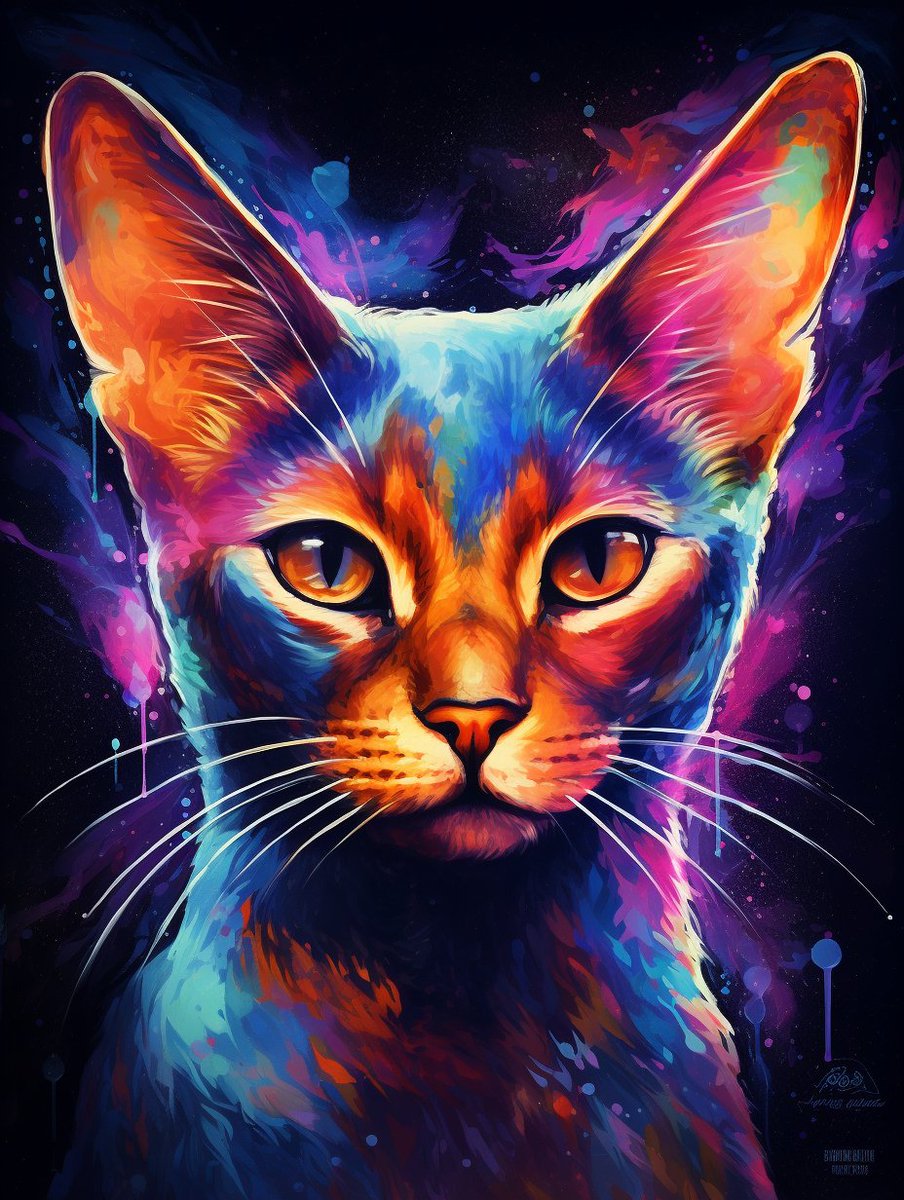 VAFacts_VN's tweet photo. Abyssinian Cat Is Portrayed In A Galaxy Style
Follow me to see more artwork🎨 of animals 📸🐾.
#Midjourney #Art
#AbyssinianCat #GalaxyStyle #Animals https://t.co/TPidEPHMN9