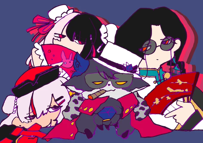 #ぽんぽこ24 でのコールスター通話祭、お疲れ様でした!!!みんなのお衣装お揃いのチャイナマフィアみたいで可愛かったぁ#PXP団#でびるさまにささげるえ#シェリンの証拠品#れなの鳥っくあーと#マオのお絵描き帳 