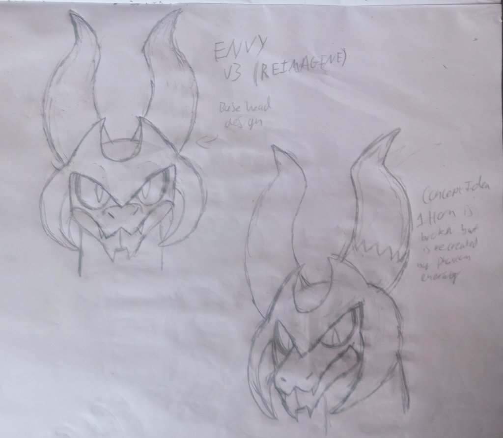 JakTheDerp's tweet photo. Alright here is the head of my New Envy, sorry for the constant changing but this one is the one. Gonna be going more of a ghost sea dragon design, mixing a bit of the original design with the new one. Hope you like.
#oc #pencilart #Doodles #sketches #wip #sinoc #envy https://t.co/pcmbv3sDSE