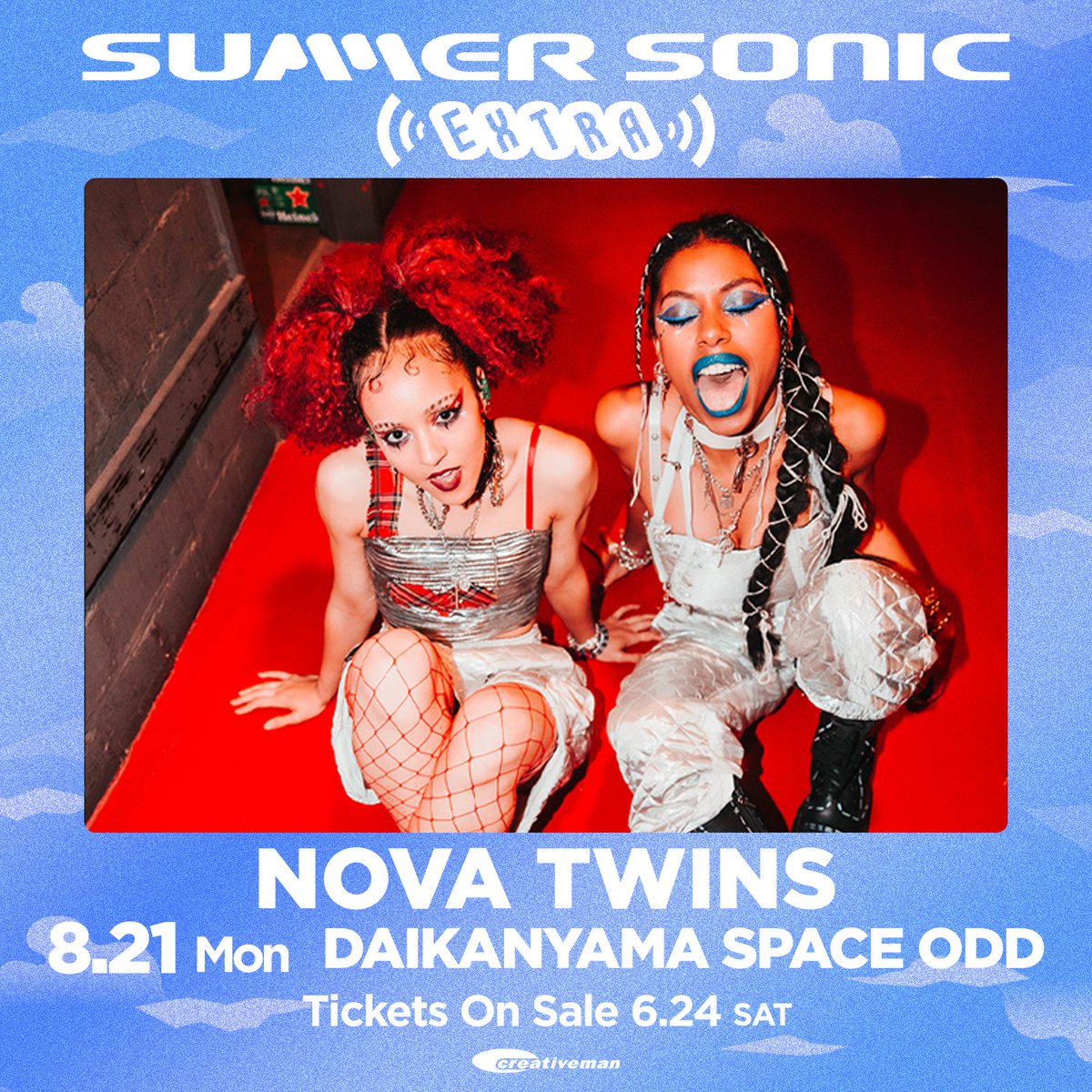 NovaTwinsMusic's tweet photo. サマーソニック、この感動は言葉にならないよ！
今夜、渋谷のSpace Oddで行うデビュー単独公演が楽しみで待ちきれない💫
当日券も残りわずか❤️‍🔥

8/21(月) 代官山Space Odd
開場 6:00PM
開演 7:00PM

終演後、グッズ販売で会いましょう！
@summer_sonic @CMP_official #SummerSonic #SummerSonic2023 https://t.co/4EcRu7pimO