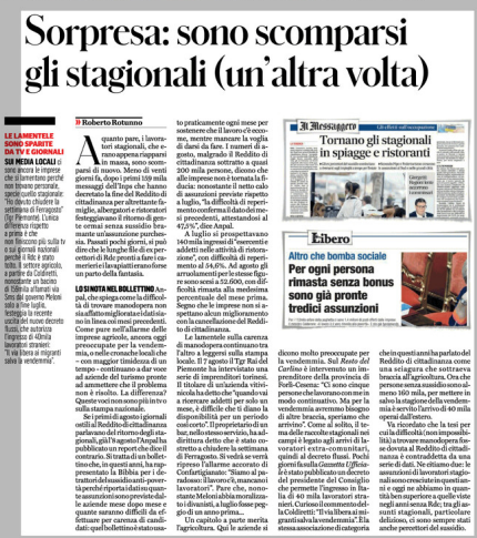 Che gli ex percettori del #redditodicittadinanza facessero la fila negli alberghi, nei ristoranti e nei bagni al mare per lavorare era una #bufala. Ma, per giorni la stampa ha rilanciato le dichiarazioni roboanti delle varie confqualcosa, ovviamente false