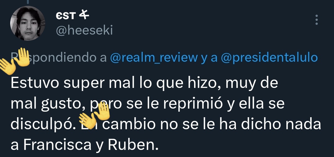 heeseki's tweet photo. @realm_review @presidentalulo Ahí mismo escribí que estuvo súper mal lo que hizo.
Y punto aparte, no soy fan de la pincoya, solo la apoyo junto a coni. https://t.co/8yqDW8u53r
