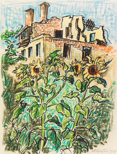 Hermann Max #Pechstein,Sonnenblumen im Garten, 1948.