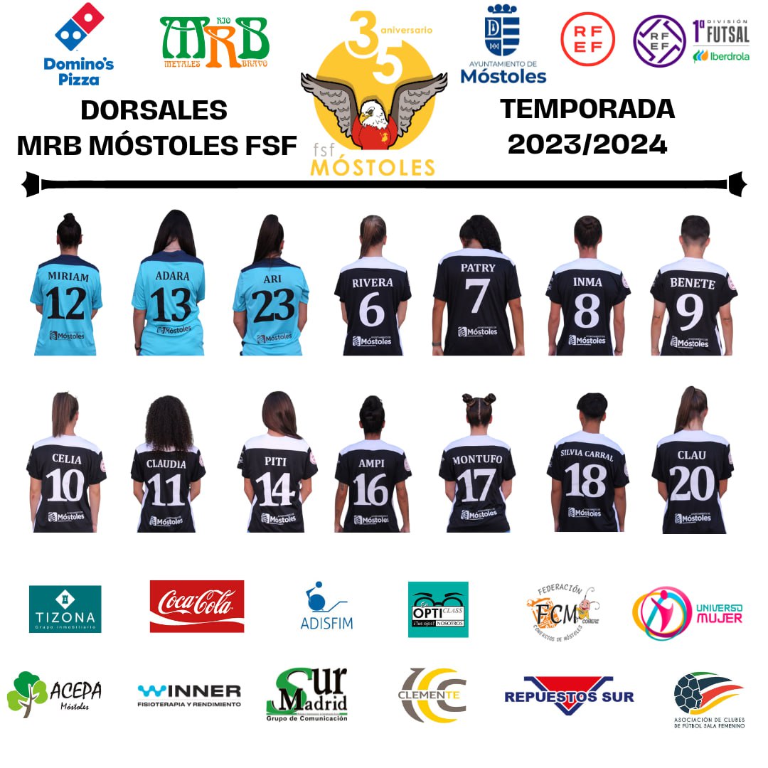 PRIMER EQUIPO I Estos son los dorsales que lucirán nuestras jugadoras esta temporada.

#MRBMóstolesFSF
#VamosMóstoles 🦅