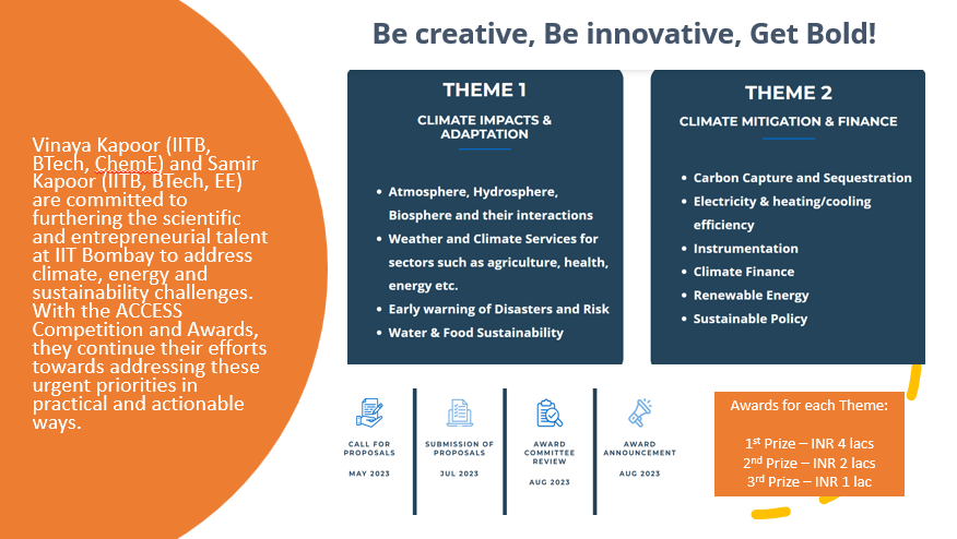 📢📢ACCESS awards👏 ACcelerating Climate Energy & Sustainability Solutions (ACCESS) Awards for students working in climate & sustainability space! 💵Win Cash prizes! Apply NOW climate.iitb.ac.in/access Last date: 31 August 2023 Details - icrciitb.co.in/access/Home.ht…