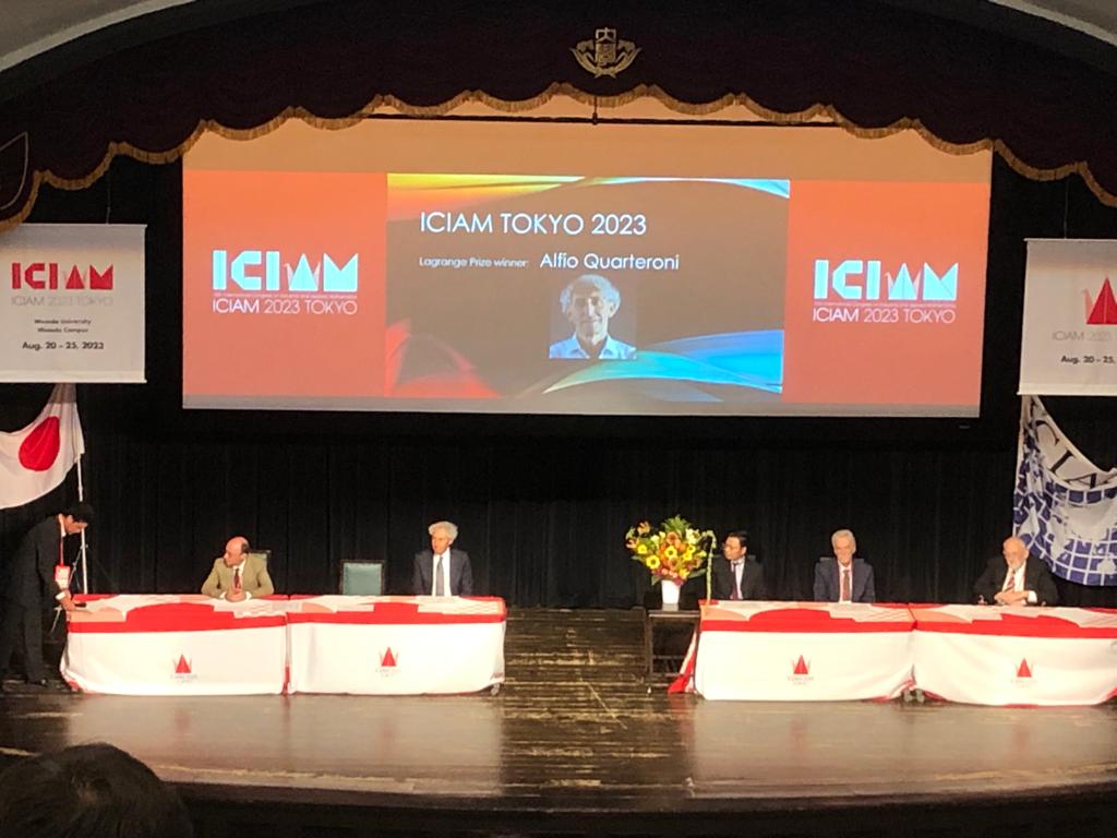 ICIAM Lagrange Prize awarded to @AlfioQuarteroni at the inaugural event of #ICIAM2023 in #Tokyo, for his ground-breaking work in applied mathematics.

Congratulations Alfio!

@mox_lab @polimi 
@ICIAMnews @iciam2023 
#LagrangePrize #AppliedMath