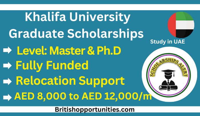 Khalifa University Fully Funded Scholarship 2023 In UAE
Apply Link: britishopportunities.com/khalifa-univer…

Degree Programs:  Masters, Ph.D., & MD
Scholarship Award: Fully Funded
Application Submission Deadline: Varies

#khalifauniversityscholarships #KhalifaUniversity 
#uaescholarship #bopp