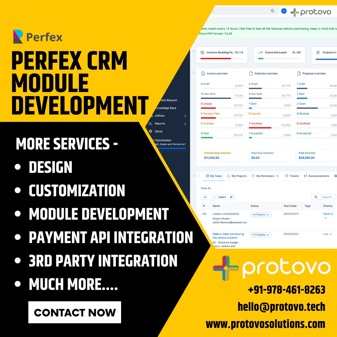 ProtovoSolution's tweet photo. We're providing Perfex CRM Custom Module Development services - https://t.co/jMt7hPqwZ8

Feel free to consult with us for your Perfex CRM needs at hello@protovo.tech

#perfexcrm #perfexcrmmodule #perfexcrmcustomization #perfexcrmexperts #perfexSaaS #codecanyonscriptcustomization https://t.co/7N9d9pIDeC
