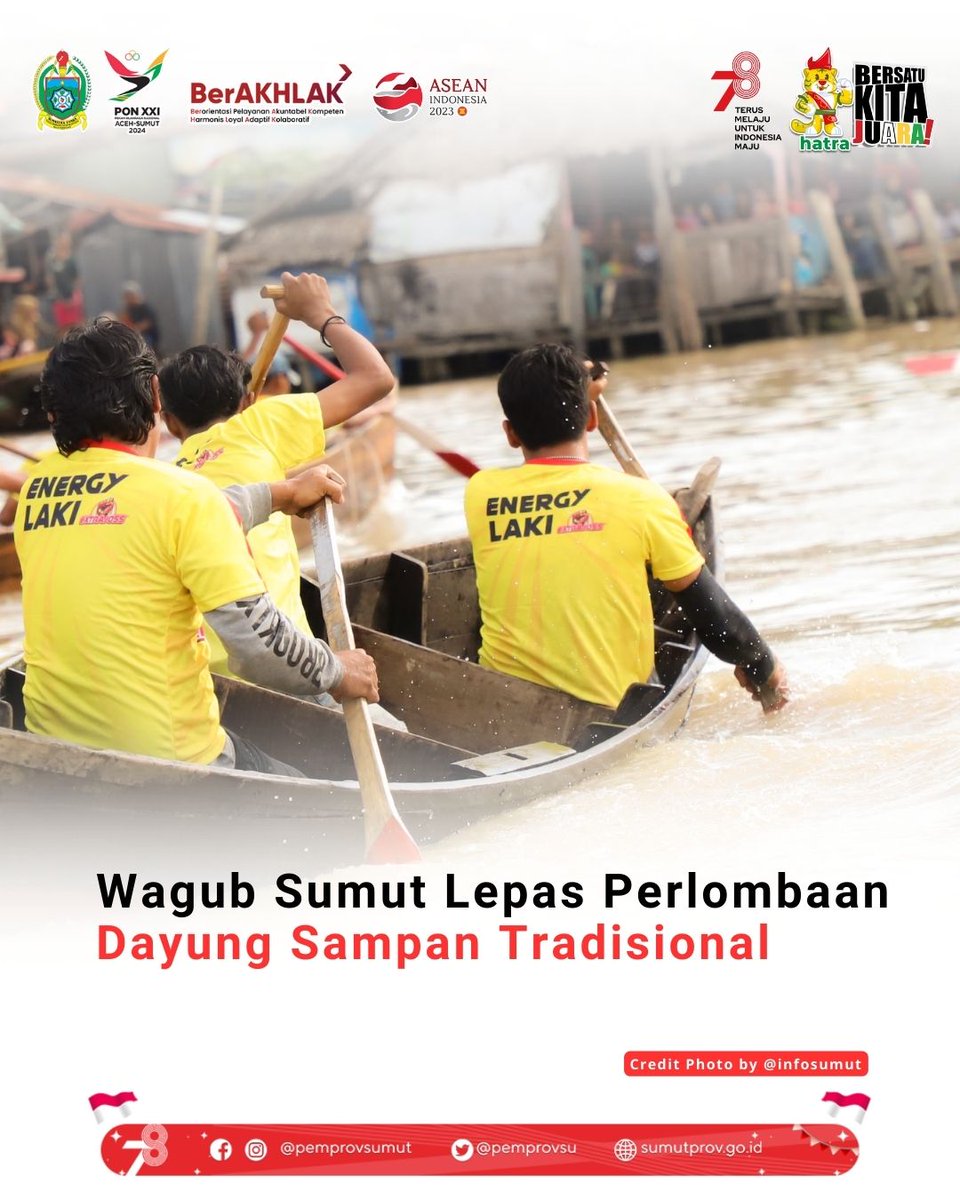 pemprovsu's tweet image. Wagub Sumut @ijeck09 Lepas Perlombaan Dayung Sampan Tradisional

selengkapnya berita dapat diakses melalui Website : sumutprov.go.id

#Perlombaan #DayungSampan #HUTRI78Tahun #SumutBermartabat #PemprovSumut #SumateraUtara #SumutSmartProvince #EdyRahmayadi #Ijeck