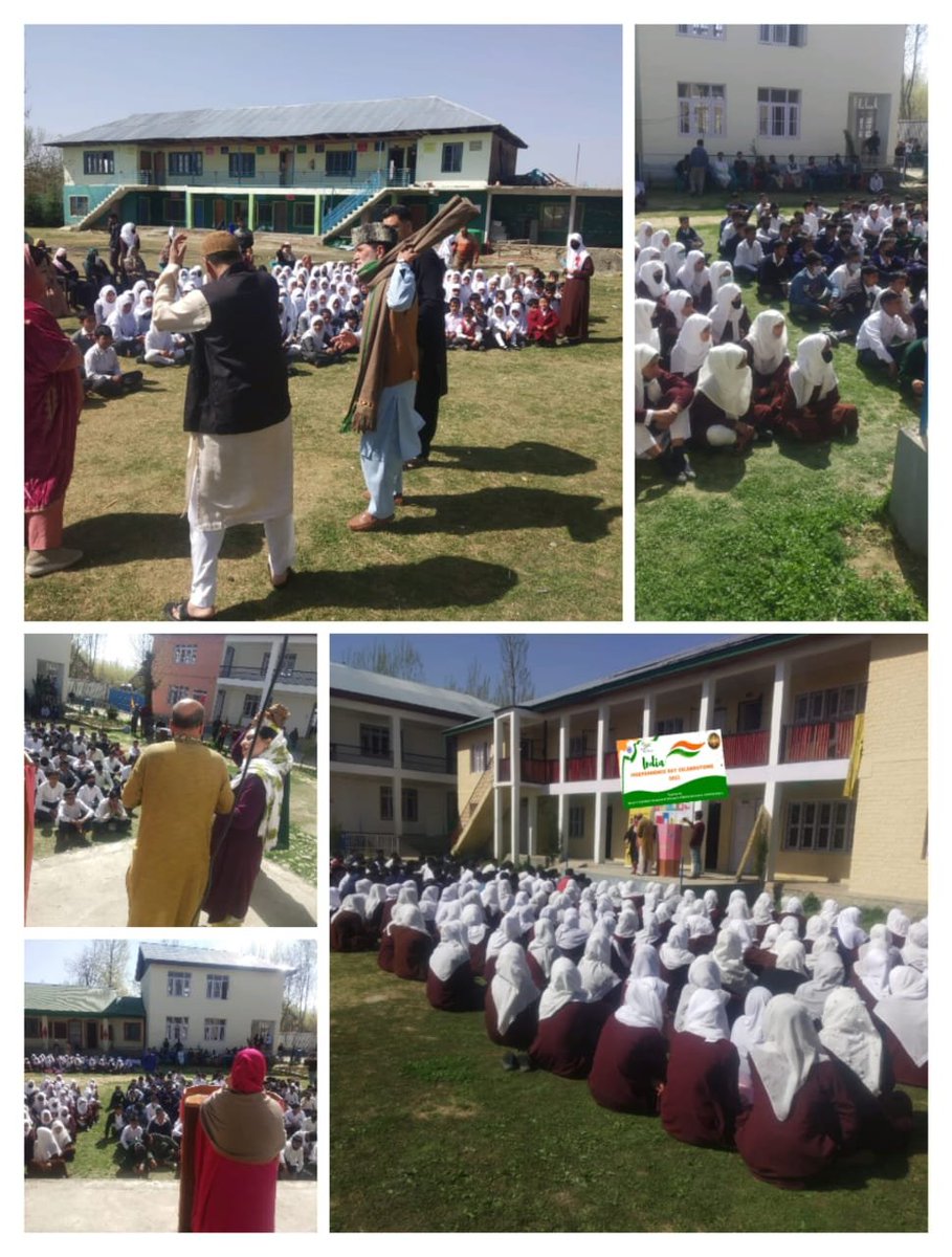 Bhat_Insha01's tweet photo. The Cultural Unit of DIPR #Kashmir organised a short play (Nukad Natak) "#AeMerePyareWatan" under the banner of ‘#AzadiKaAmritMahotsav’ at Govt Higher Secondary #School Sumbal, #Bandipora.
#MondayMotivation #ISRO #Chandrayaan_3 #Pulwama #earthquake #BRICS #Luna25 #JammuAndKashmir https://t.co/k8DFuCMBlU