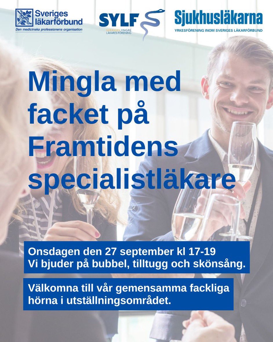 SylfLakare's tweet photo. ST-läkare? Kom och mingla med oss, @sjukhuslakarna och @lakarforbundet på Framtidens specialistläkare i Malmö! https://t.co/GNaRy2bC28