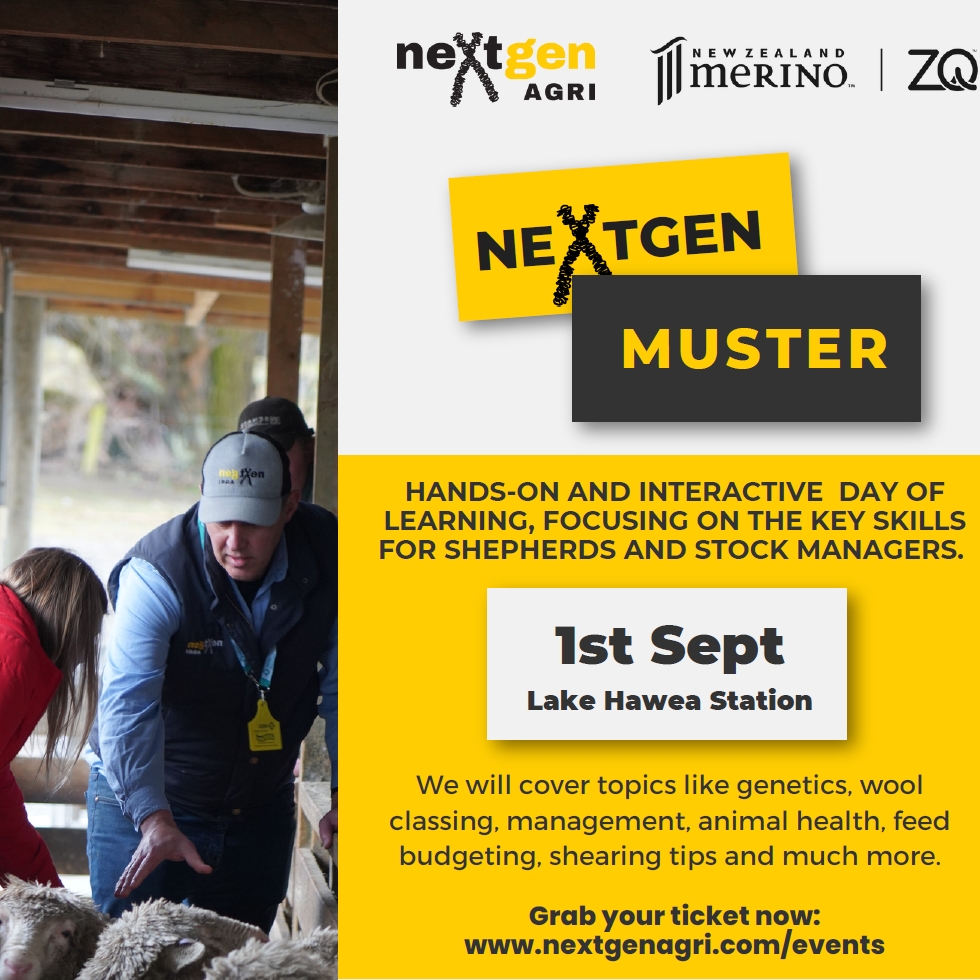 Time is running out to secure your place at the <a href="/neXtgenAgri/">neXtgen Agri Ltd</a> Muster 2023, with limited tickets left! 🎟🎟
Just $60 includes lunch + dinner in Wanaka at the end of the day. 
Ticket sales close Friday 25 August, unless sold out prior.
Buy your ticket here: ow.ly/irbR50PAE22