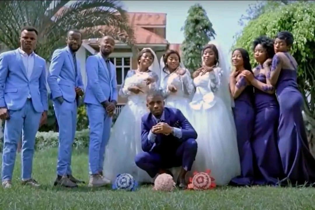 A Congolese man named Luwizo has gotten married to triplets, after the sisters insisted on him marrying all of them at once.