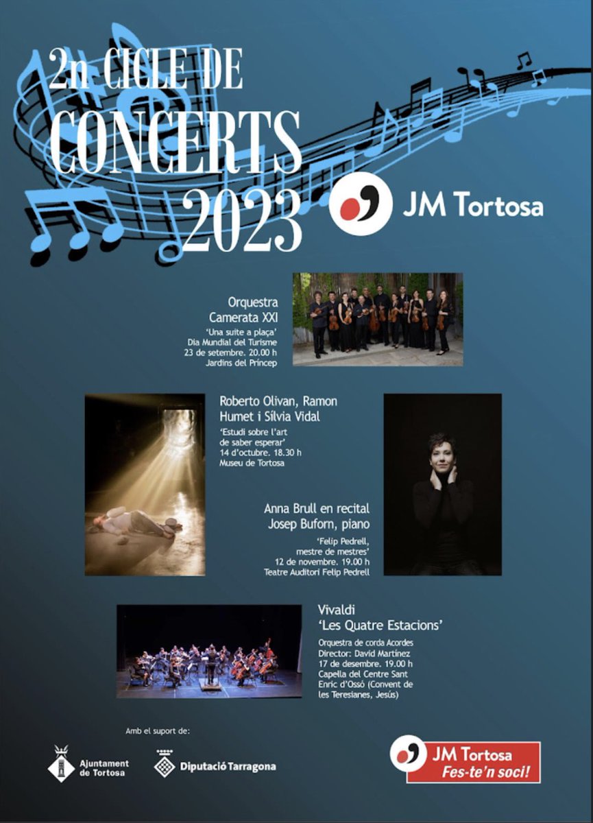 JJMMTortosa's tweet photo. 📣Ja teniu a la venta les entrades dels concerts del proper cicle. Podeu adquirir-les a: https://t.co/5ujkXPSUfM https://t.co/bmKIj6Rwz5