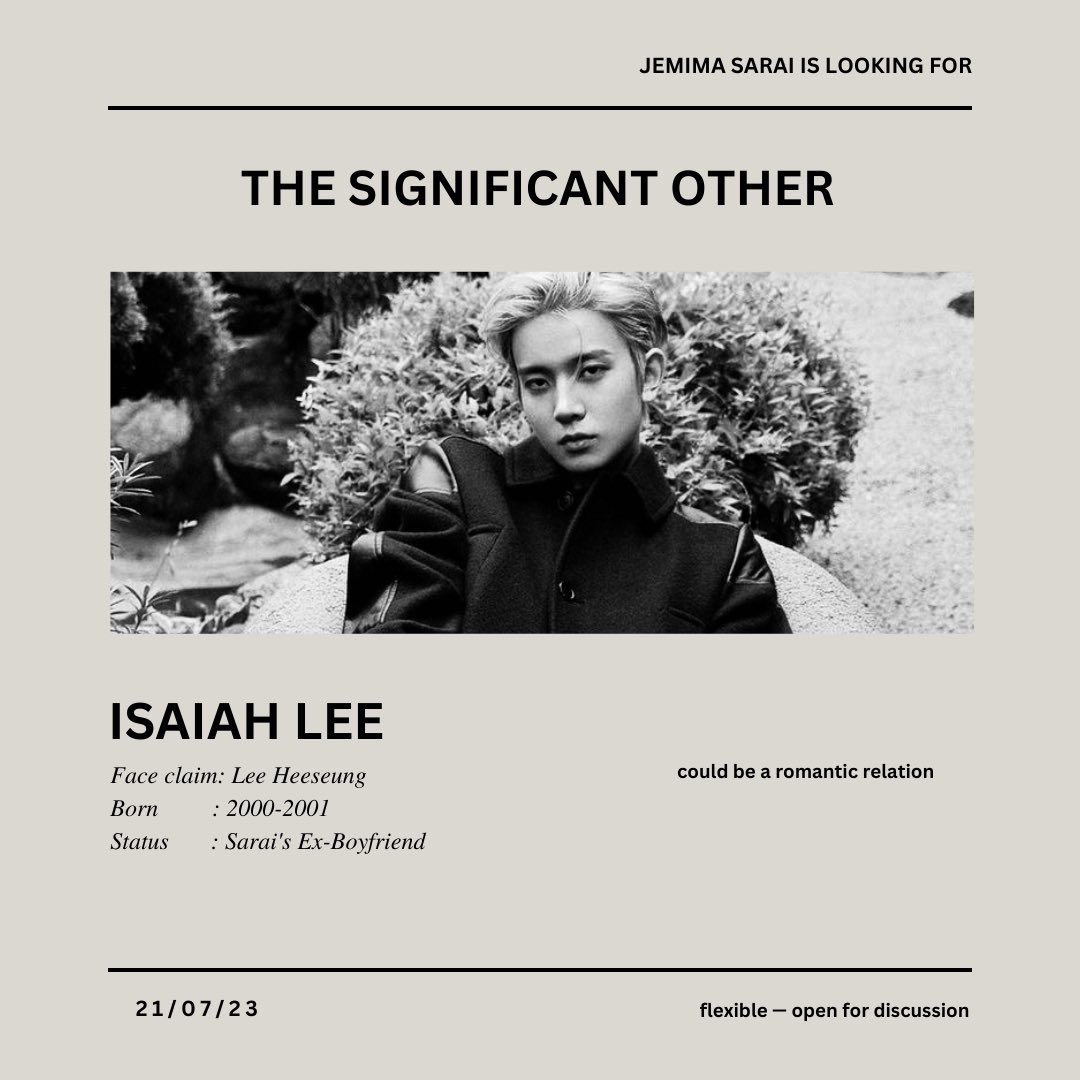 cesterenity's tweet image. ㅤ 
ㅤ
HAZEL.⠀ 
&amp;lt; A retweet will be appreciated. &amp;gt;

Untuk menunjang kisah Sarai, izinkan saya menawarkan beberapa posisi yang mungkin dapat diisi. Lengkapnya berada pada gambar di bawah ini. Terima kasih!

# Hal mengenai Isaiah terlampir setelah tweet ini.
ㅤ 
ㅤ