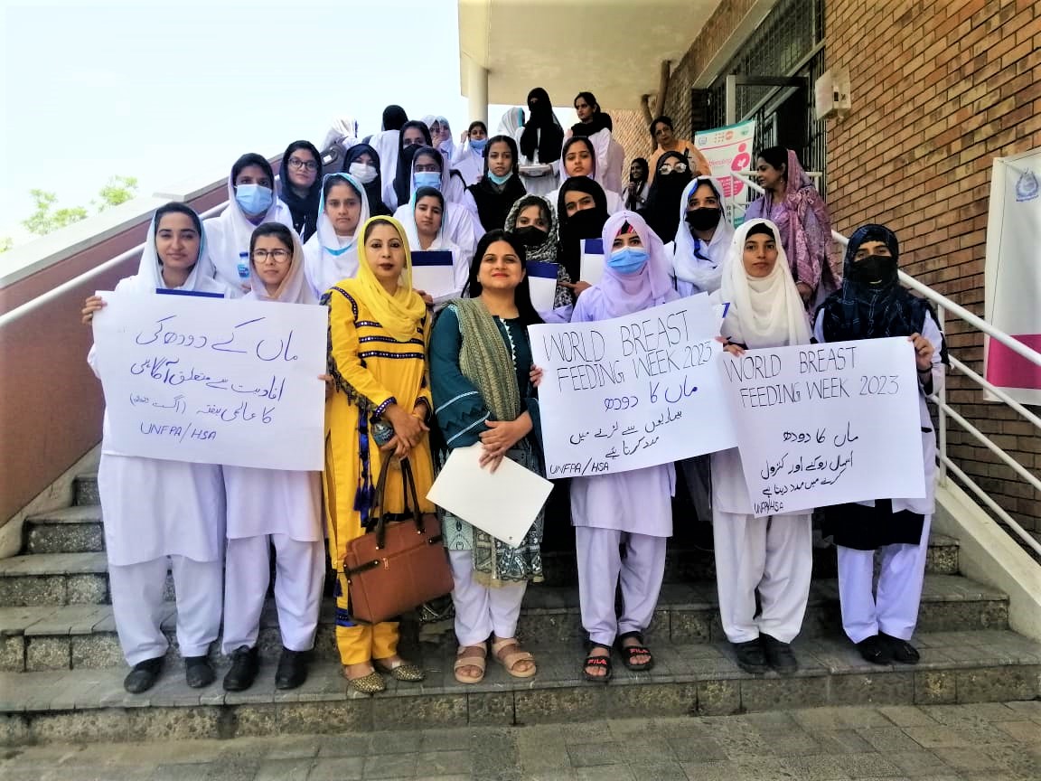 HealthSAcademy's tweet photo. workshop on "The importance of breastfeeding for mothers and newborns" was held at PIMS. The workshop was led by Ms. Nosheen Nazir from Midwifery Department HSA and focused on teaching good breastfeeding practices to save the lives of mothers &amp; children. #WBFW #HSA #UNFPA #PIMS https://t.co/rbXNV11S6P