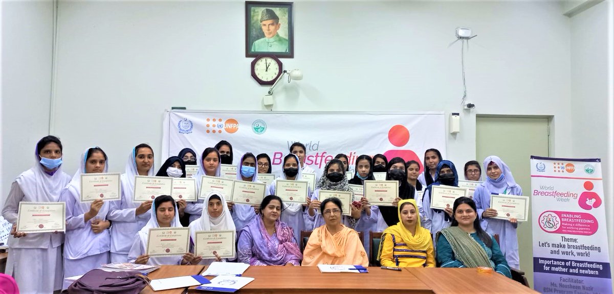 HealthSAcademy's tweet photo. workshop on "The importance of breastfeeding for mothers and newborns" was held at PIMS. The workshop was led by Ms. Nosheen Nazir from Midwifery Department HSA and focused on teaching good breastfeeding practices to save the lives of mothers &amp; children. #WBFW #HSA #UNFPA #PIMS https://t.co/rbXNV11S6P