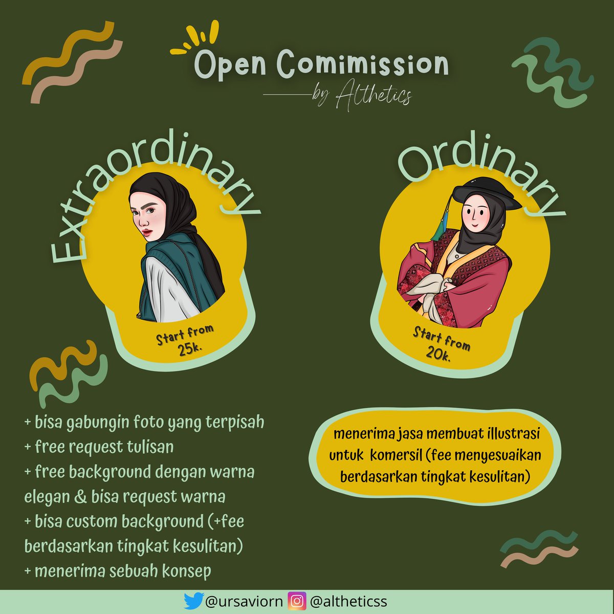 ursaviorn's tweet photo. OPEN COMMISSION🚨🚨

cocok banget nihh buat kado ke temen, orang tersayang atau juga buat wisuda. 

boleh langsung wa saja ya untuk fastresp. wa nya ada di bio🫶🏻

#zonaba #zonajajan #zonauang #illustrasi #illustration #Art #gambar #commissionart #jasagambar https://t.co/8szOwoVlvr