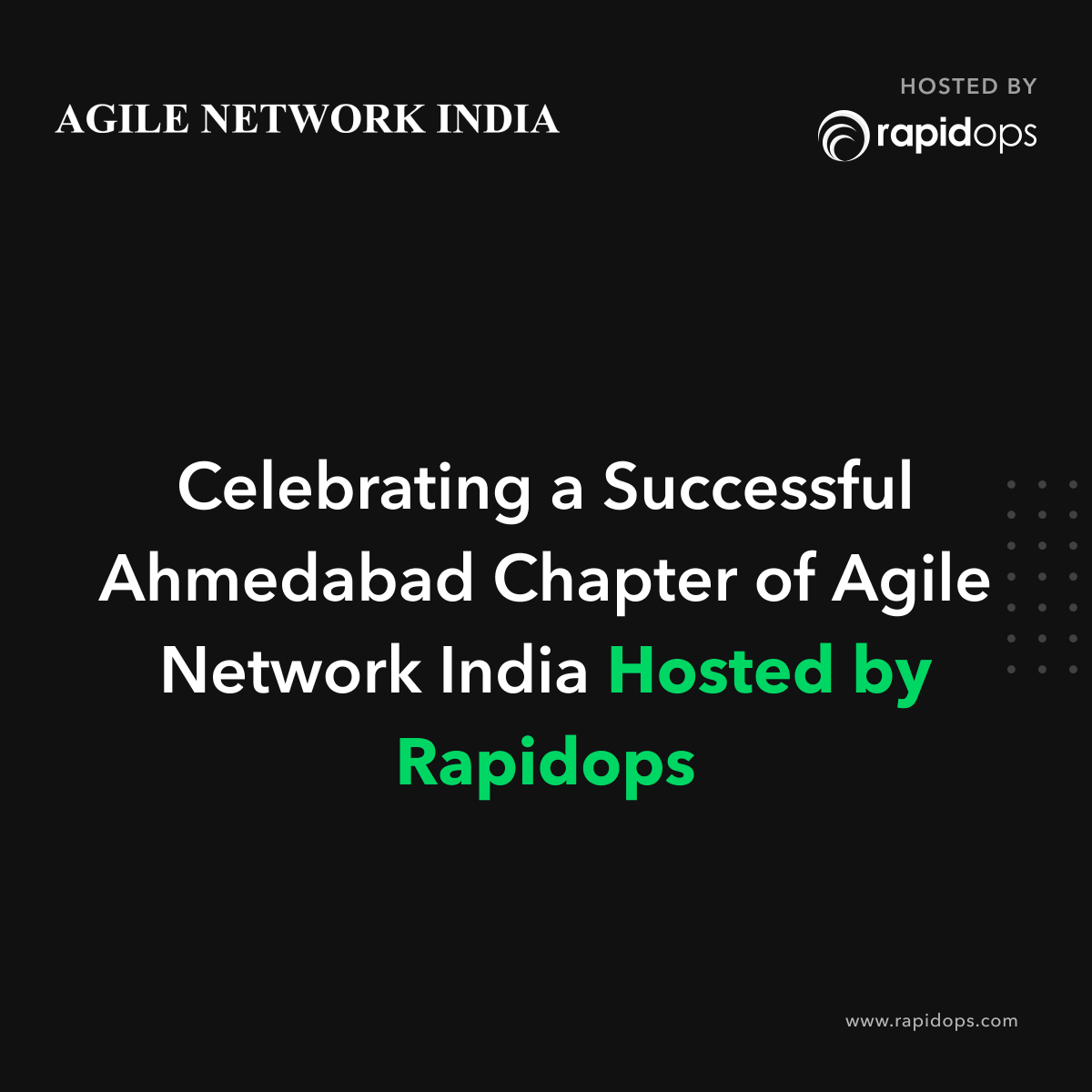 Rapidops Inc., in collaboration with Agile Network India, proudly hosted an enlightening event focused on 'Driving Business Agility through Digital Transformation.' 🌐
  
Stay connected for a detailed recap and key takeaways from the event! 📒

#Rapidops #event #trend #ahmedabad