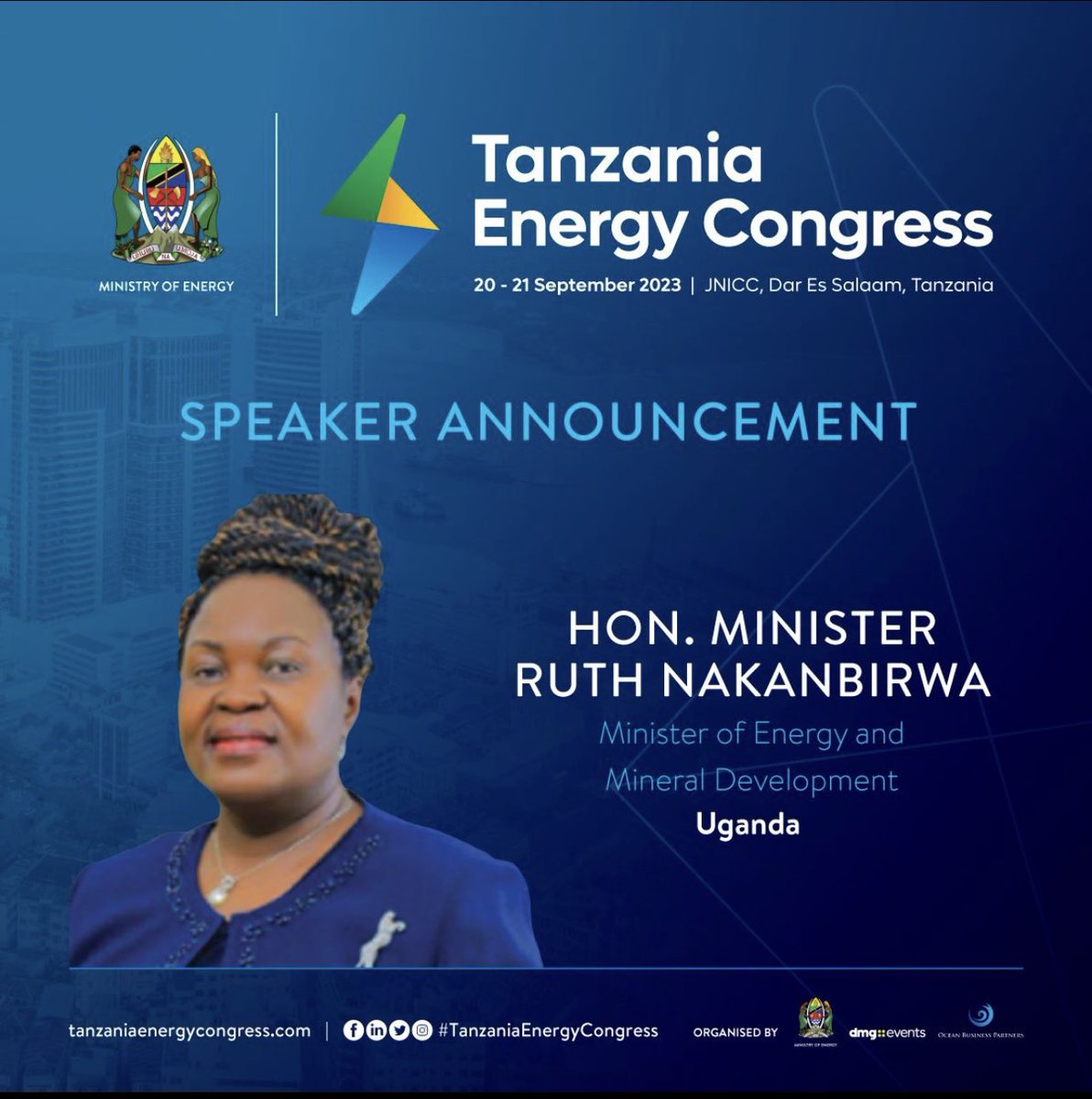 Abdulsamad_tz's tweet photo. The organisers of the @tecenergyevent are thrilled to have the followings Ministers joining this year's 5th Tanzania Energy Congress as a Speakers.

Hear directly from key stakeholders, leading experts and industry decision makers who are driving the developments of Tanzania’s energy growth story from 20 – 21 September 2023 at JNICC in Dar Es Salaam.

For more information, visit: https://t.co/sNMJ3kJhXa 

#TanzaniaEnergyCongress #TEC23 #EnergyCongress #dmgevents #Speakers #MinisterofEnergy
 @UNOC_UG @EwuraTanzania @tanescoyetutz @WUBU_Zanzibar @pdbzanzibar @MEMD_Uganda @pura_tz @atogsofficial