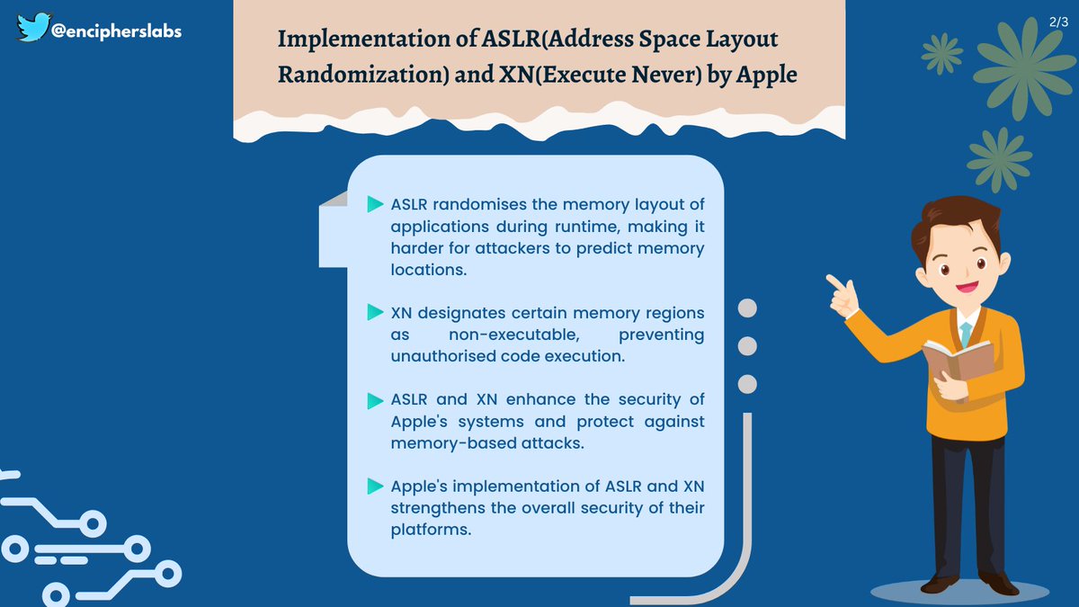 Apple's ASLR & XN Security 🔒 ASLR shuffles app memory layout, thwarting location prediction. XN marks regions as non-executable, blocking unauthorized code execution. These defenses guard against memory attacks and bolster Apple's platform security #MobileSecurity #iOSSecurity