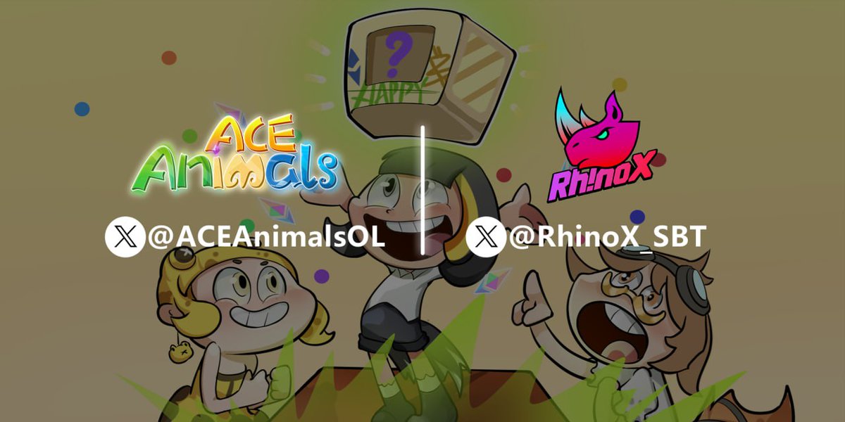We're glad to be announcing the partnership <a href="/RhinoX_SBT/">Rh!noX</a> x <a href="/ACEAnimalsOL/">ACE Animals</a> 🚀

Together, we animals rove the planet👣

💛&amp; Retweet for 25 #FreeGenesisBox, open it and win $ETH! 

👉 Complete tasks here: soquest.xyz/space/RhinoX/c…

#airdrops #crypto #token