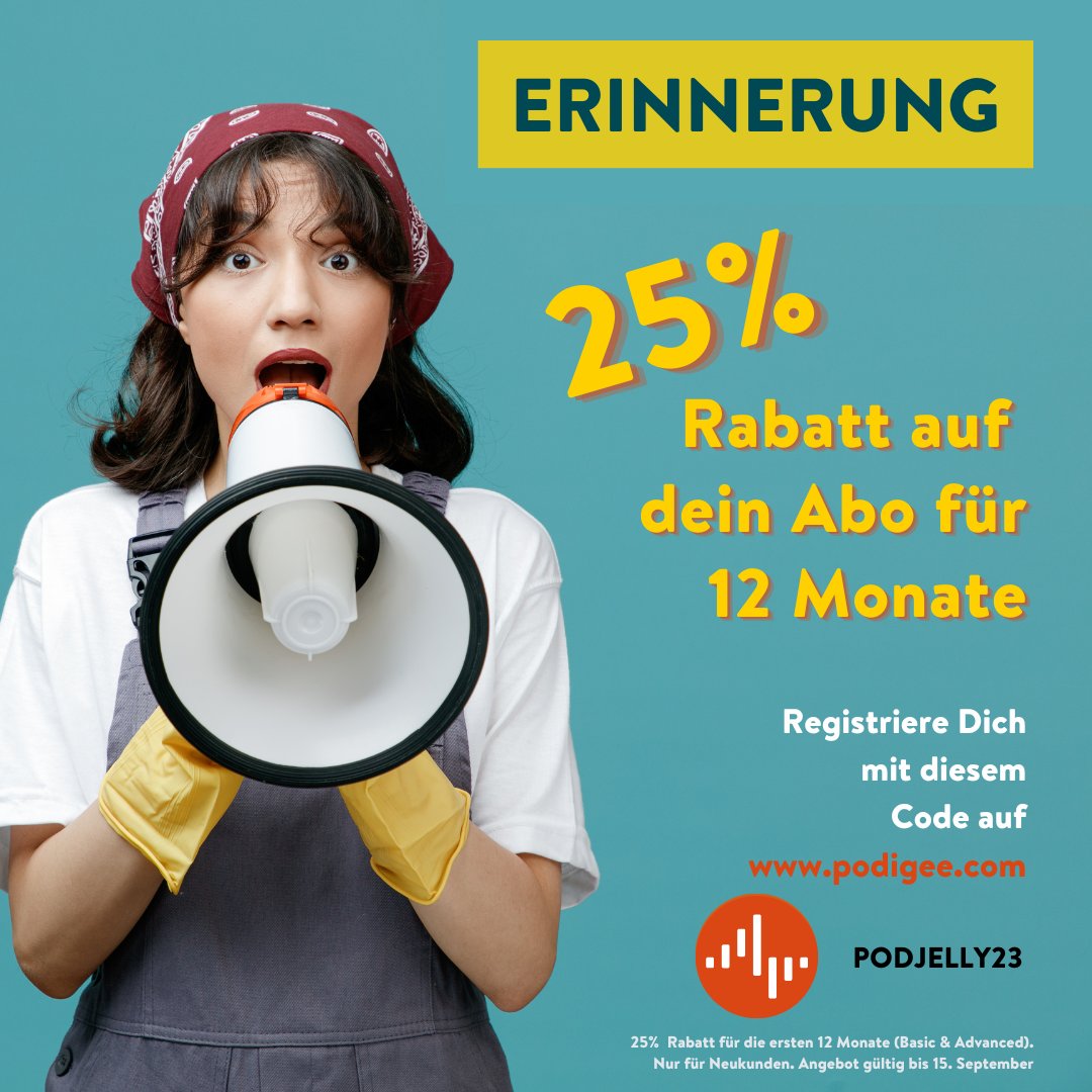 Kurze Erinnerung! 🎁

Satte 25% Rabatt auf unsere Basic- und Advanced-Pakete für die ersten 12 Monate! Verwende den Code PODJELLY23 und sichere dir deinen exklusiven Rabatt. 

➡️ hubs.ly/Q01_qhyf0